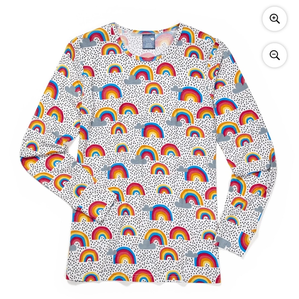 Zoe+Chloe Silky Print Tee Double Rainbow Knit